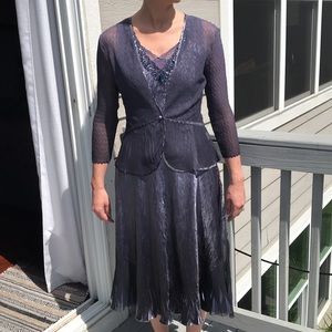 Komarov ombré charmeuse a-line dress with jacket in size medium. Midi length.